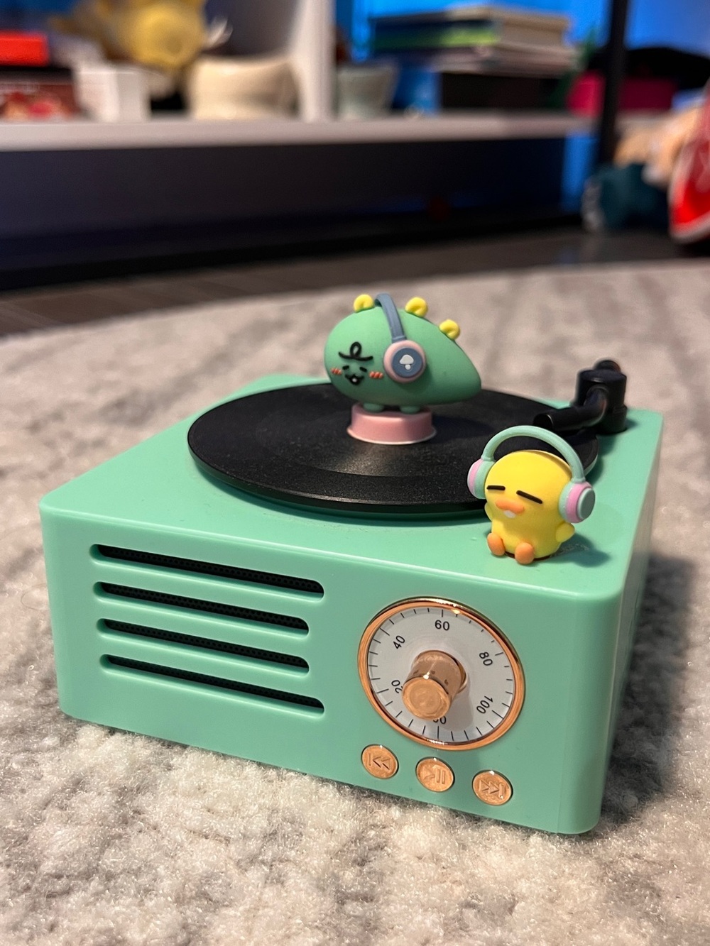 Kakao Friends Mint Green Portable Bluetooth Speaker Turntable Jordy